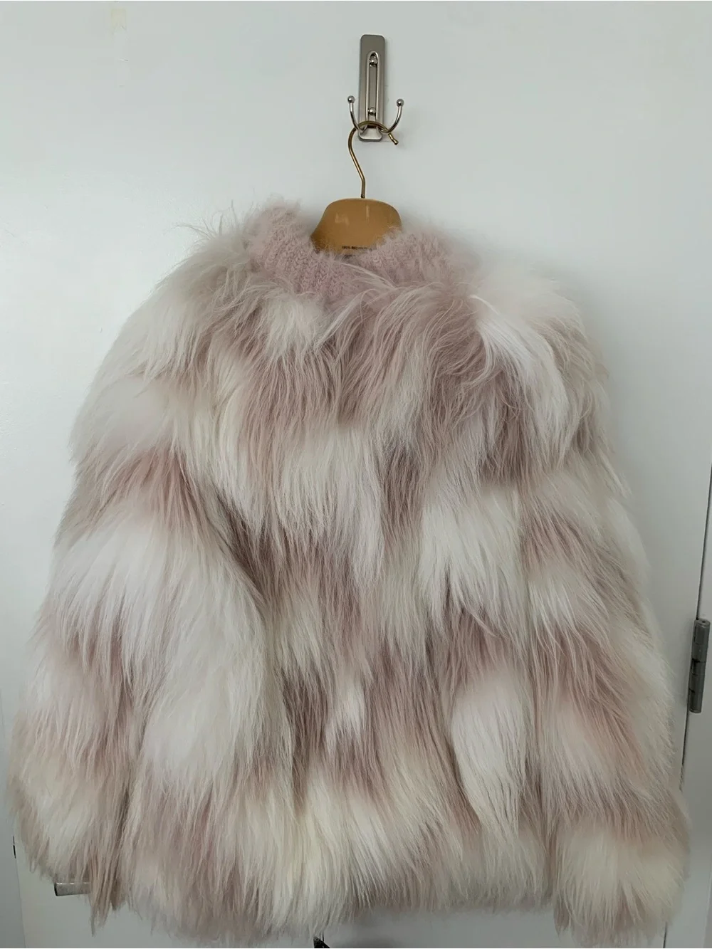 RARE Miu Miu angora goat fur coat jacket pink NWT